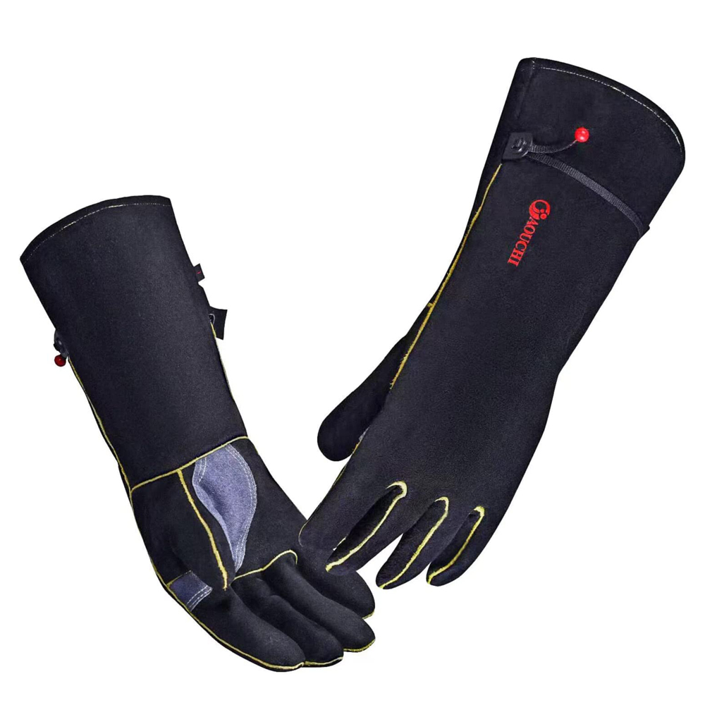 AOUCHI | 662℉ Leather Welding Gloves, Long Sleeve Work Heat Resistant ...