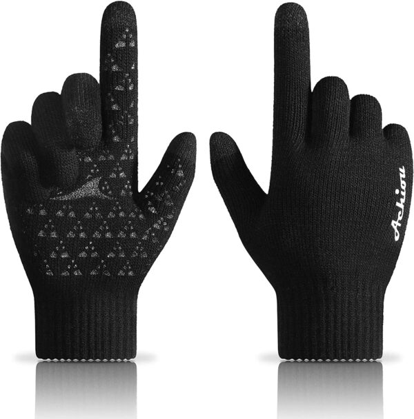 Achiou | Winter Gloves for Men Women, Touch Screen Texting Warm Gloves with Thermal Soft Knit Lining,Elastic Cuff