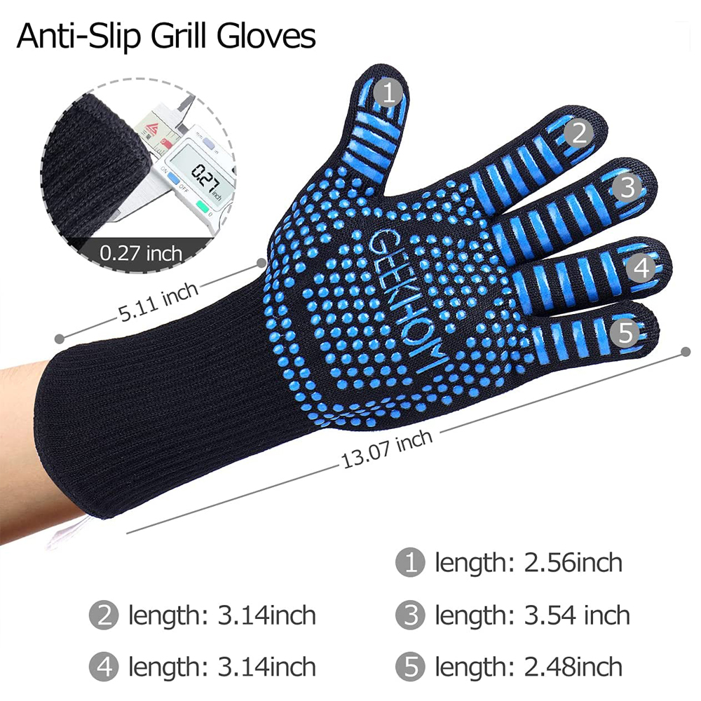 GEEKHOM | Grilling Gloves | 1472℉ Heat Resistant BBQ Grill Gloves | EN407 Certified Oven Gloves ...