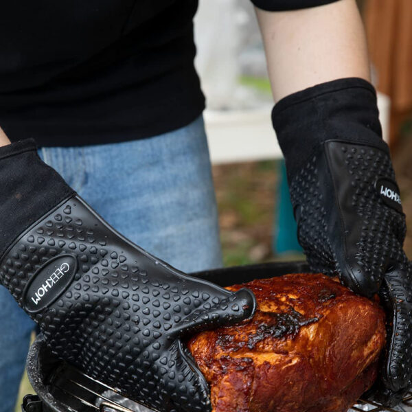 GEEKHOM | Grilling Gloves Heat Resistant Gloves | BBQ Kitchen Silicone Oven Mitts