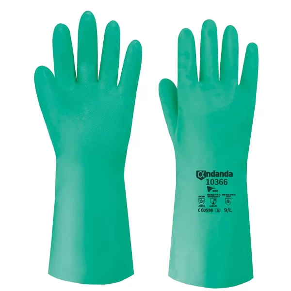 Andanda | Chemical Resistant Rubber Gloves | Anti-Slip Textured Design | Reusable12.8" Cleaning Gloves | Acid, Alkali and Oil Resistant