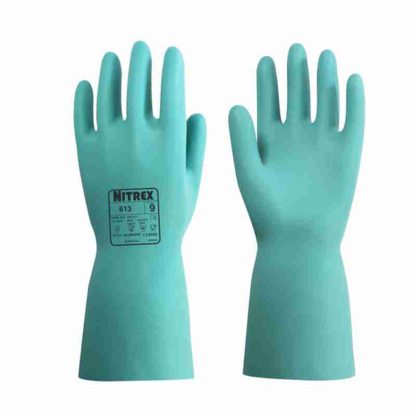 UNIGLOVES | Nitrex 613 Flock Lined Nitrile Gloves | Chemical Resistant | Food Safe | Abrasion Resistant | Wet Grip (10 Pairs)