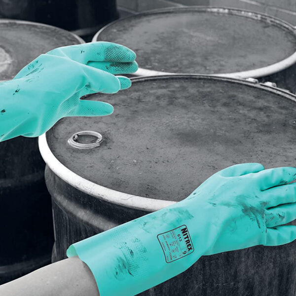 UNIGLOVES | Nitrex 613 Flock Lined Nitrile Gloves | Chemical Resistant | Food Safe | Abrasion Resistant | Wet Grip (10 Pairs)