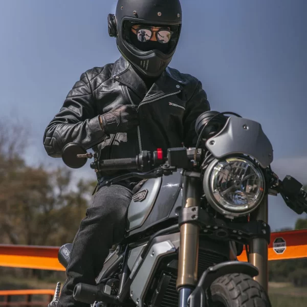 Harssidanzar | Mens Full finger Goatskin Leather Touchscreen Motorcycle Gloves