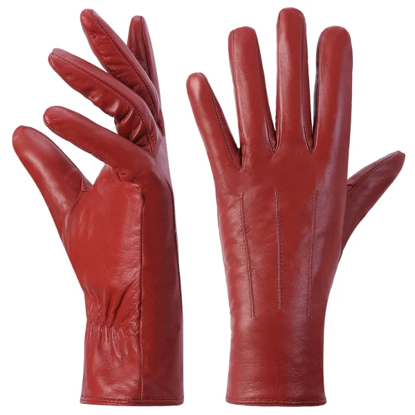 Harssidanzar | Womens Winter Warm Cashmere Lining Touchscreen Texting Warm Driving Lambskin Leather Gloves GL017